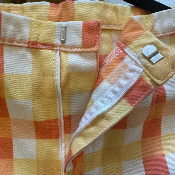 Free People "She's All That" Yellow/Orange Plaid Summer Pants - Size 12 - Picture 12 of 16
